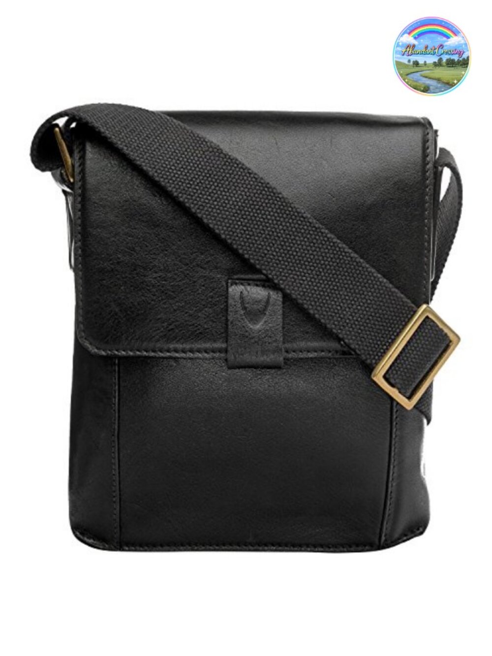 Full Grain Leather Messenger Crossbody Bag Magnetic Snap Adjustable Strap